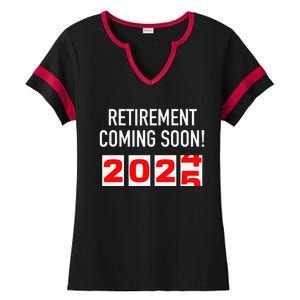 Retirement Coming Soon 2025 Soon To Be Retired Countdown Gift Ladies Halftime Notch Neck Tee