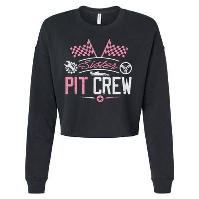 Racing Car Sister Racer Sister Pit Crew  Cropped Pullover Crew