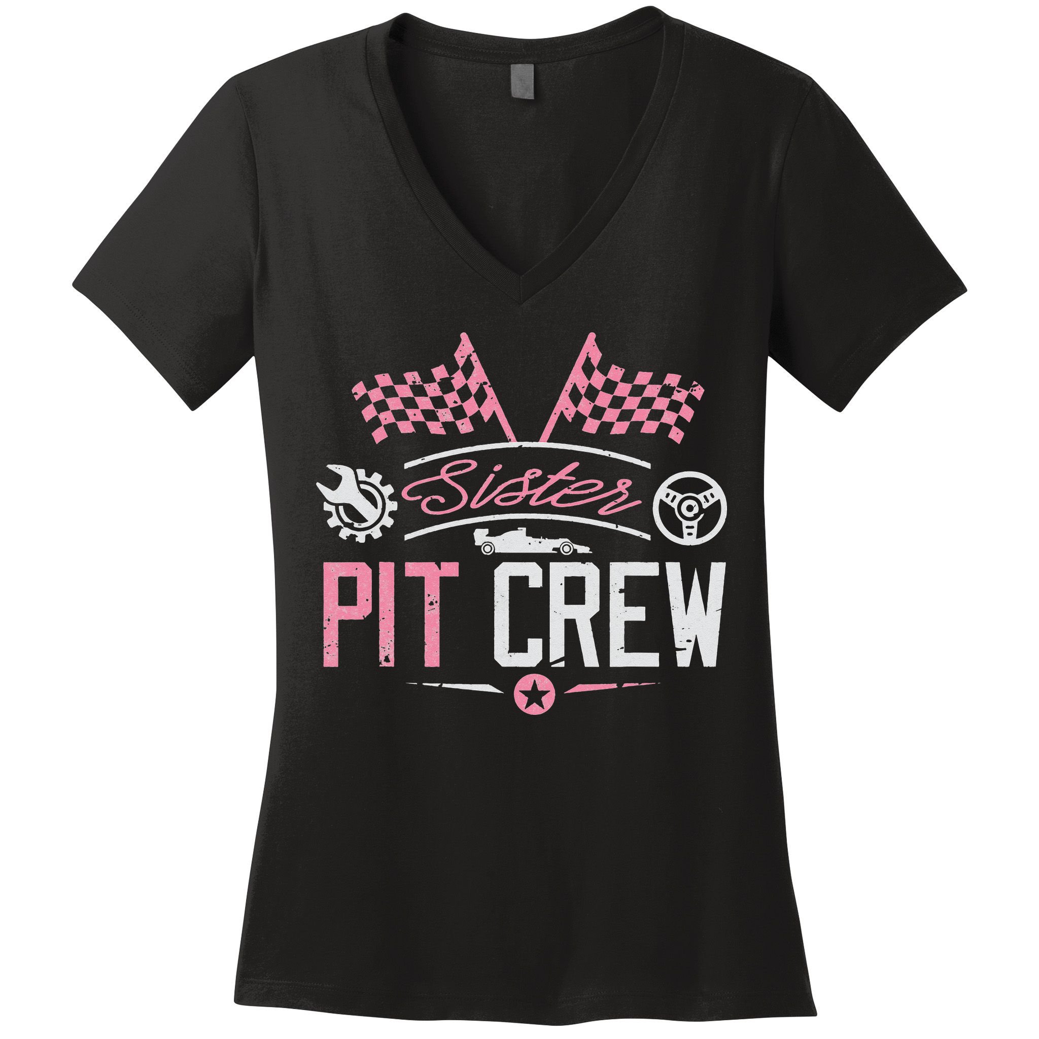Racing Car Sister Racer Sister Pit Crew  Women's V-Neck T-Shirt