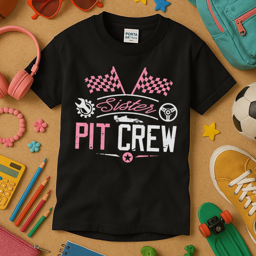 Racing Car Sister Racer Sister Pit Crew  Kids T-Shirt
