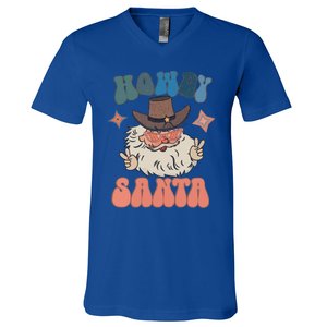 Retro Christmas Santa Holiday Howdy Santa Xmas Gift V-Neck T-Shirt