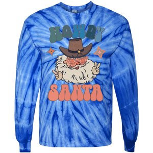 Retro Christmas Santa Holiday Howdy Santa Xmas Gift Tie-Dye Long Sleeve Shirt