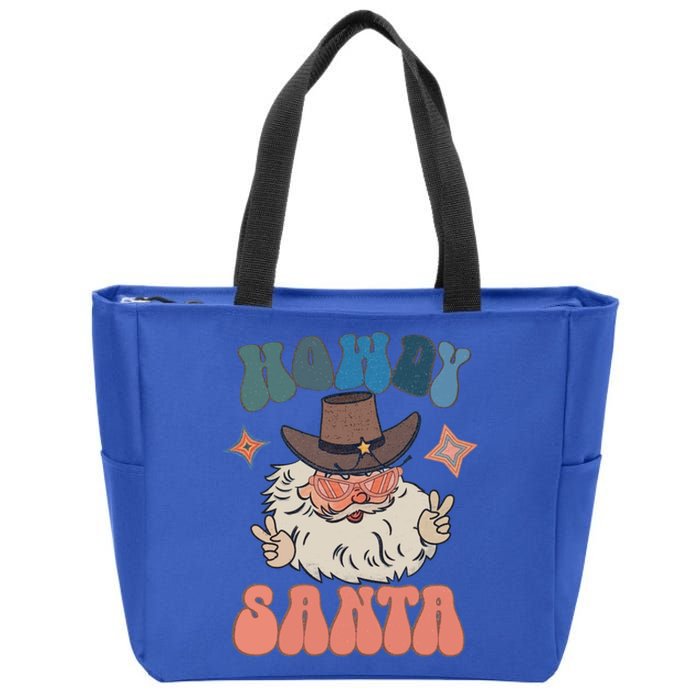 Retro Christmas Santa Holiday Howdy Santa Xmas Gift Zip Tote Bag