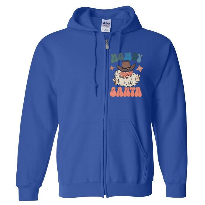 Retro Christmas Santa Holiday Howdy Santa Xmas Gift Full Zip Hoodie