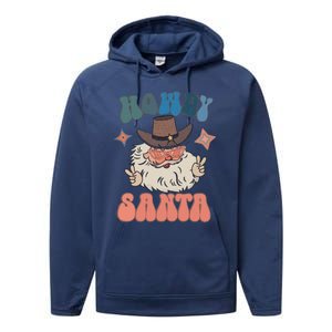 Retro Christmas Santa Holiday Howdy Santa Xmas Gift Performance Fleece Hoodie