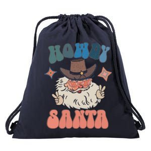 Retro Christmas Santa Holiday Howdy Santa Xmas Gift Drawstring Bag