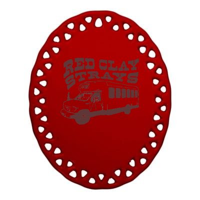 Red Clay Strays Ceramic Oval Ornament