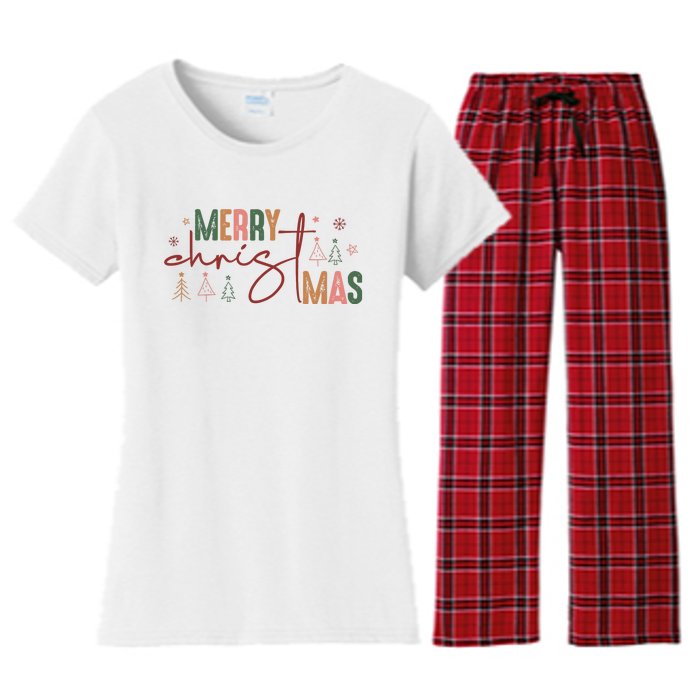 Retro Christmas Santa Claus Women's Flannel Pajama Set