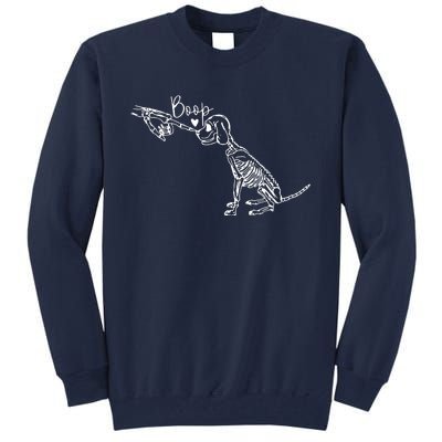 Retro Cute Skeleton Hand Boop Dog Funny Halloween Tall Sweatshirt