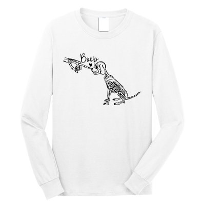 Retro Cute Skeleton Hand Boop Dog Funny Halloween Long Sleeve Shirt