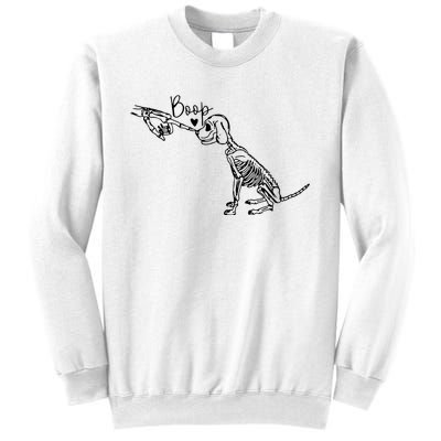 Retro Cute Skeleton Hand Boop Dog Funny Halloween Sweatshirt