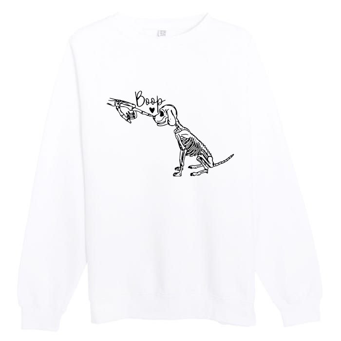 Retro Cute Skeleton Hand Boop Dog Funny Halloween Premium Crewneck Sweatshirt