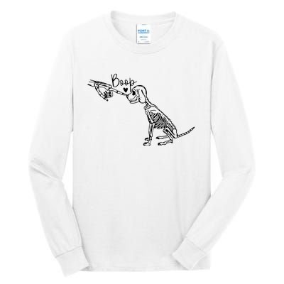 Retro Cute Skeleton Hand Boop Dog Funny Halloween Tall Long Sleeve T-Shirt