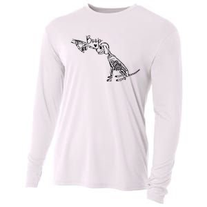 Retro Cute Skeleton Hand Boop Dog Funny Halloween Cooling Performance Long Sleeve Crew