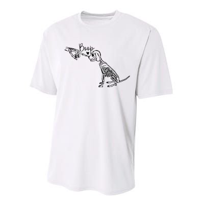 Retro Cute Skeleton Hand Boop Dog Funny Halloween Performance Sprint T-Shirt