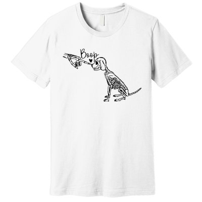 Retro Cute Skeleton Hand Boop Dog Funny Halloween Premium T-Shirt