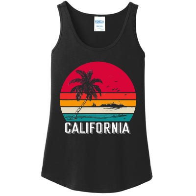 Retro California Surf Vintage Beach Cali 70s Venice Palm Sun Ladies Essential Tank