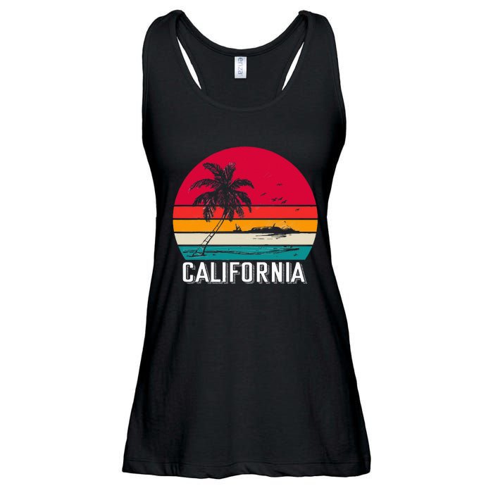 Retro California Surf Vintage Beach Cali 70s Venice Palm Sun Ladies Essential Flowy Tank