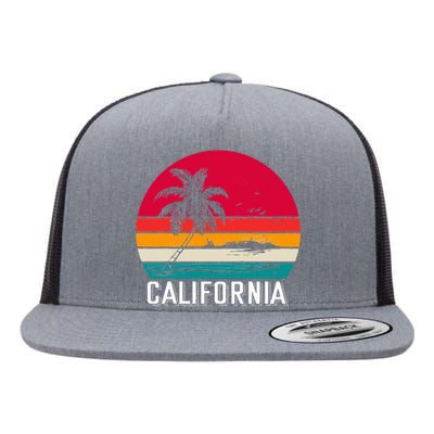 Retro California Surf Vintage Beach Cali 70s Venice Palm Sun Flat Bill Trucker Hat