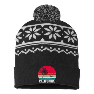 Retro California Surf Vintage Beach Cali 70s Venice Palm Sun USA-Made Snowflake Beanie