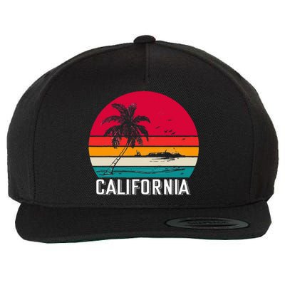 Retro California Surf Vintage Beach Cali 70s Venice Palm Sun Wool Snapback Cap