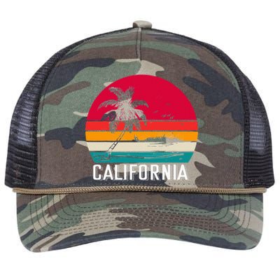 Retro California Surf Vintage Beach Cali 70s Venice Palm Sun Retro Rope Trucker Hat Cap