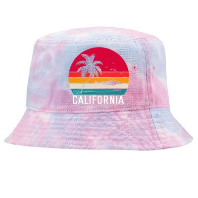 Retro California Surf Vintage Beach Cali 70s Venice Palm Sun Tie-Dyed Bucket Hat