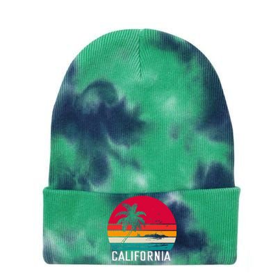 Retro California Surf Vintage Beach Cali 70s Venice Palm Sun Tie Dye 12in Knit Beanie