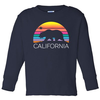 Retro California Surf Vintage Beach Cali 80s Venice Palm Sun Toddler Long Sleeve Shirt