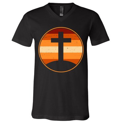 Retro Cross Sunset V-Neck T-Shirt