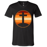 Retro Cross Sunset V-Neck T-Shirt