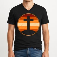Retro Cross Sunset V-Neck T-Shirt