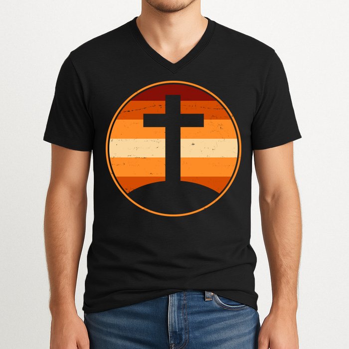 Retro Cross Sunset V-Neck T-Shirt