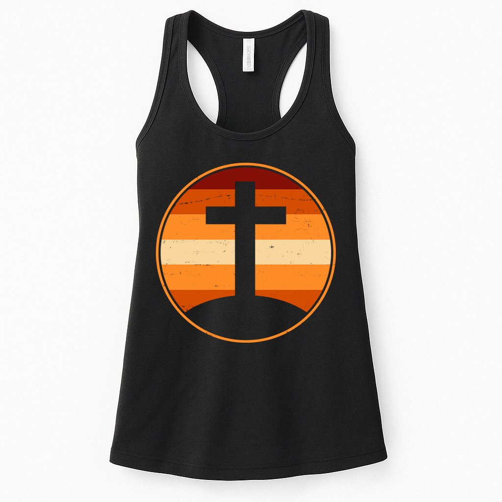 Retro Cross Sunset Womens Tank Top