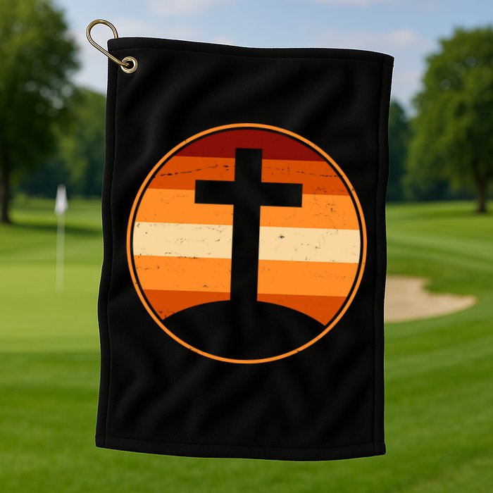 Retro Cross Sunset Golf Towel