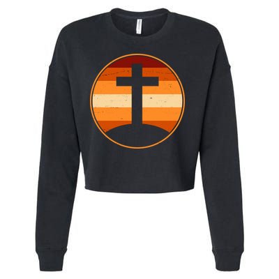 Retro Cross Sunset Cropped Pullover Crew