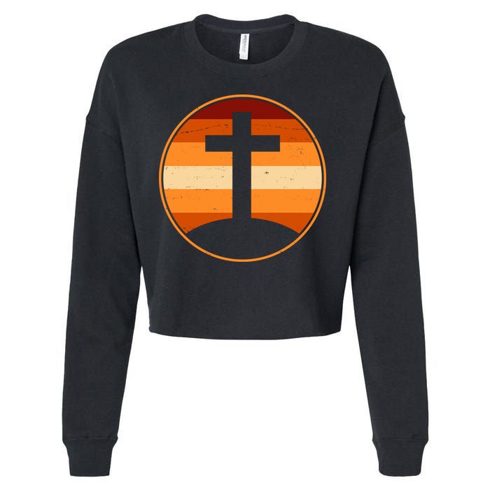 Retro Cross Sunset Cropped Pullover Crew