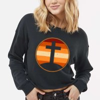 Retro Cross Sunset Cropped Pullover Crew