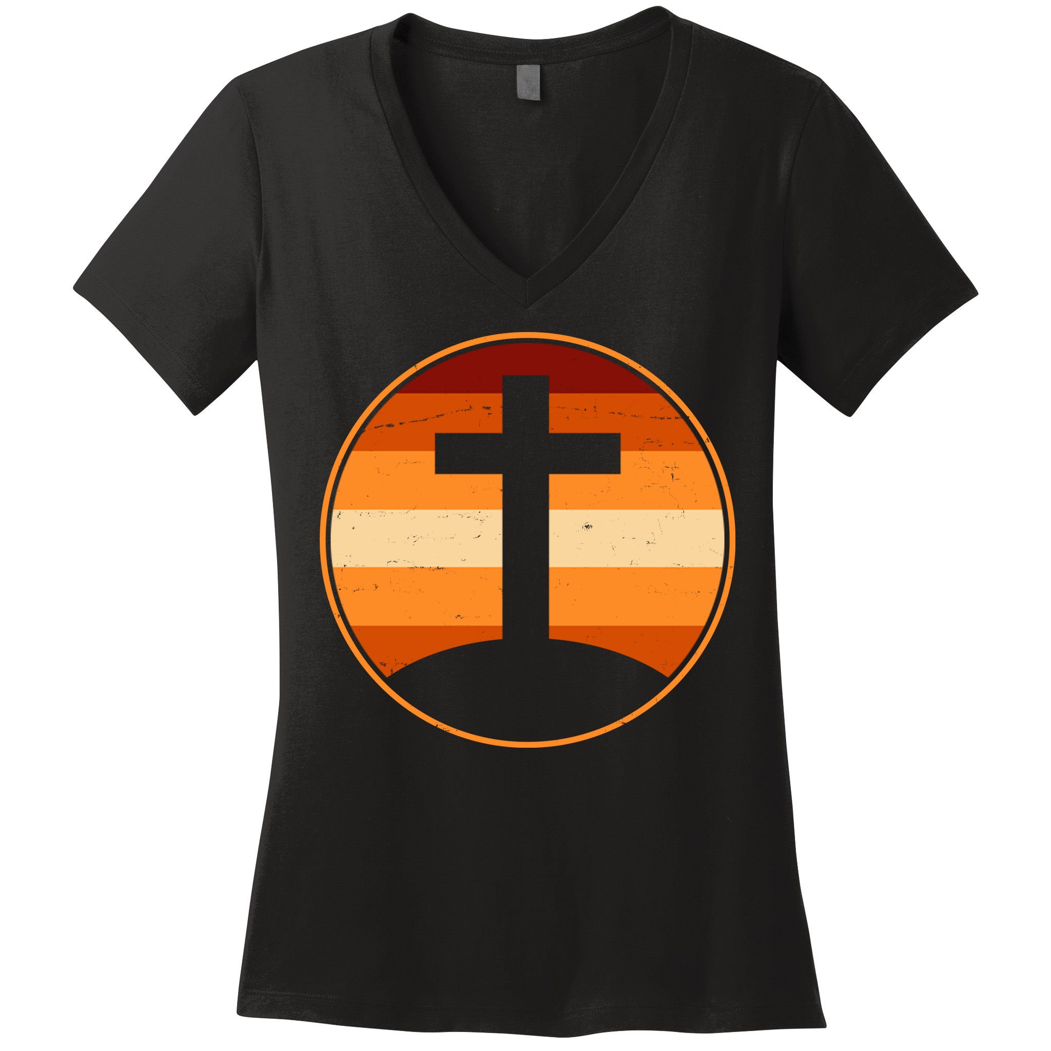 Retro Cross Sunset Women's V-Neck T-Shirt