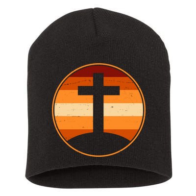 Retro Cross Sunset Short Acrylic Beanie