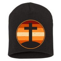 Retro Cross Sunset Short Acrylic Beanie