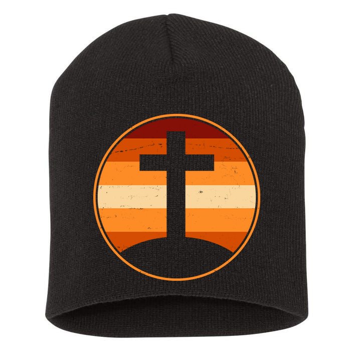 Retro Cross Sunset Short Acrylic Beanie