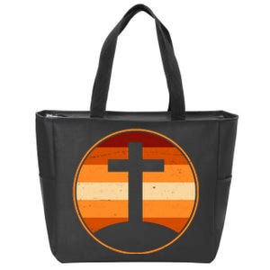 Retro Cross Sunset Zip Tote Bag