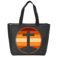 Retro Cross Sunset Zip Tote Bag