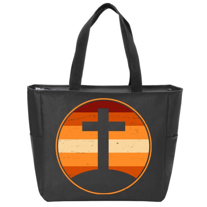 Retro Cross Sunset Zip Tote Bag