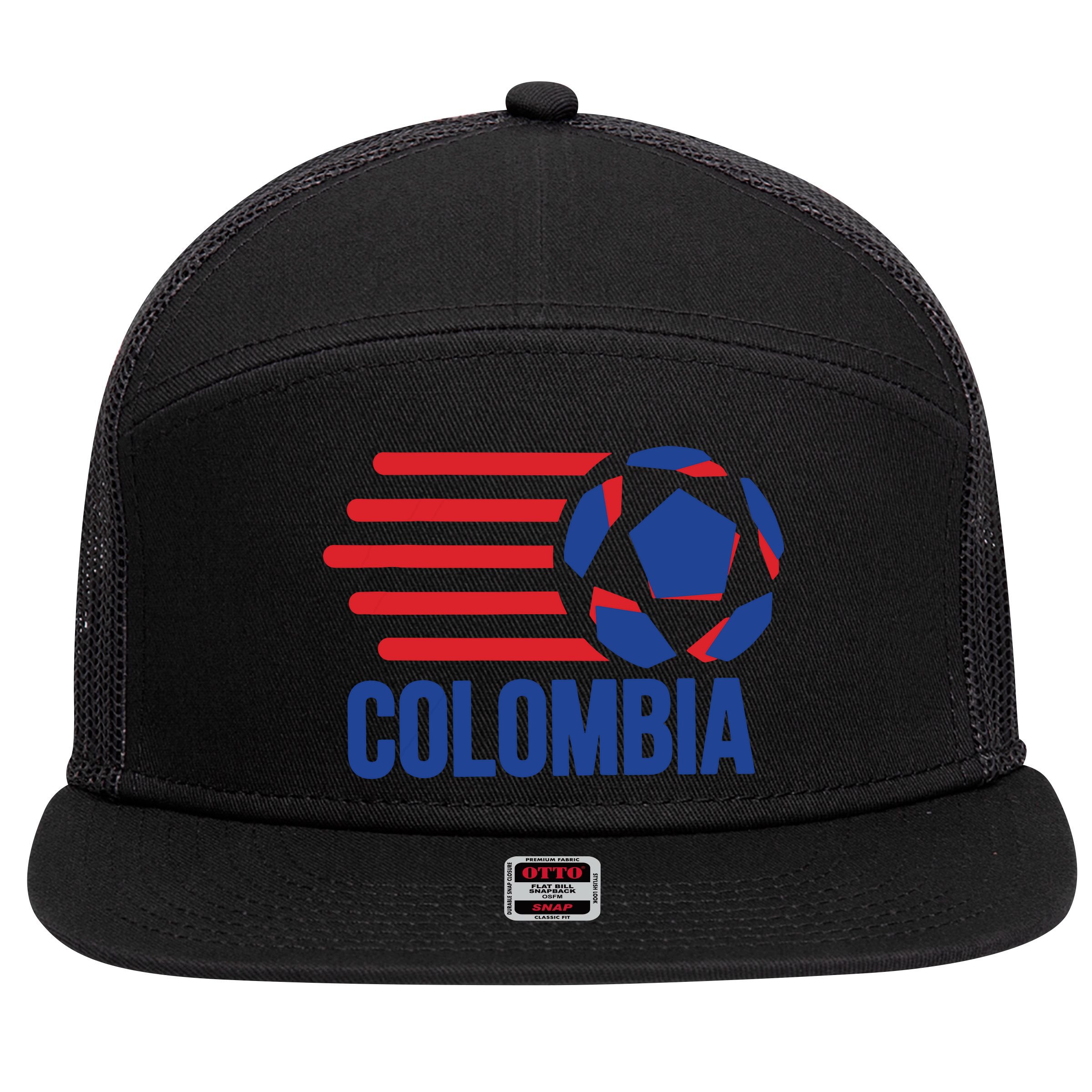Retro Colombia Soccer 2018 7 Panel Mesh Trucker Snapback Hat