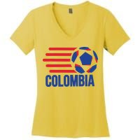 Retro Colombia Soccer 2018 Women's V-Neck T-Shirt