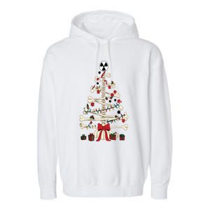 Radiology Christmas Skeleton Christmas Tree Garment-Dyed Fleece Hoodie