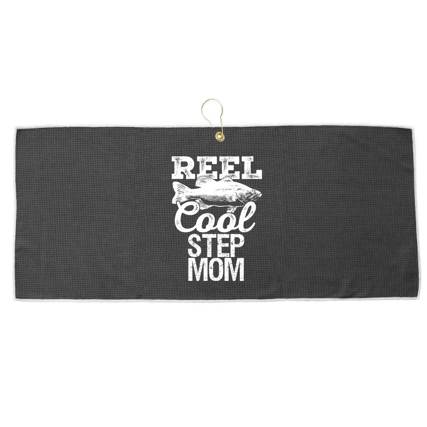 Reel Cool Step Mom Fishing Outdoor Angler Gift Large Microfiber Waffle Golf Towel