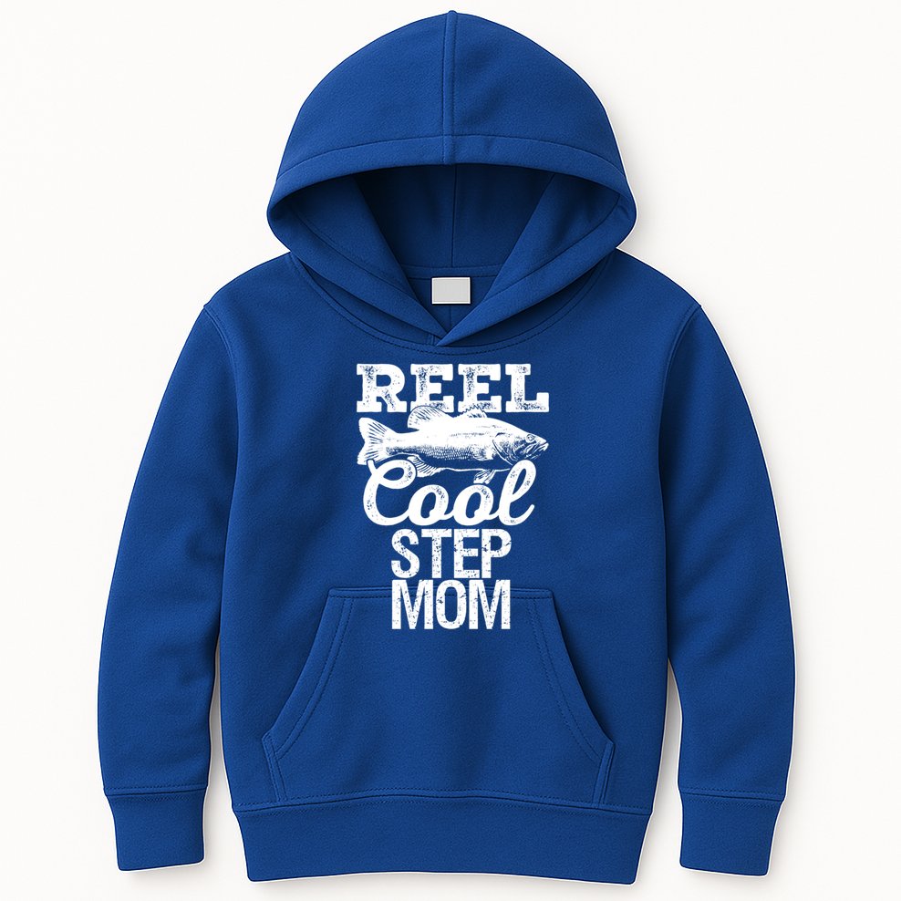 Reel Cool Step Mom Fishing Outdoor Angler Gift Kids Hoodie